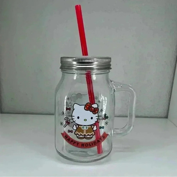 Hello Kitty Glass Gingerbread Tumbler With Straw - Picture 1 of 4